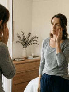 woman experiencing chronic inflammation symptoms feeling puffy and tired