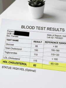 Minimal lab report image with HDL highlighted