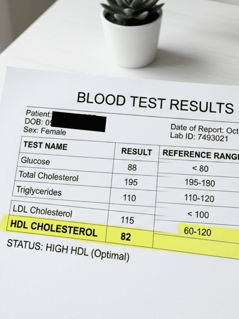 Minimal lab report image with HDL highlighted