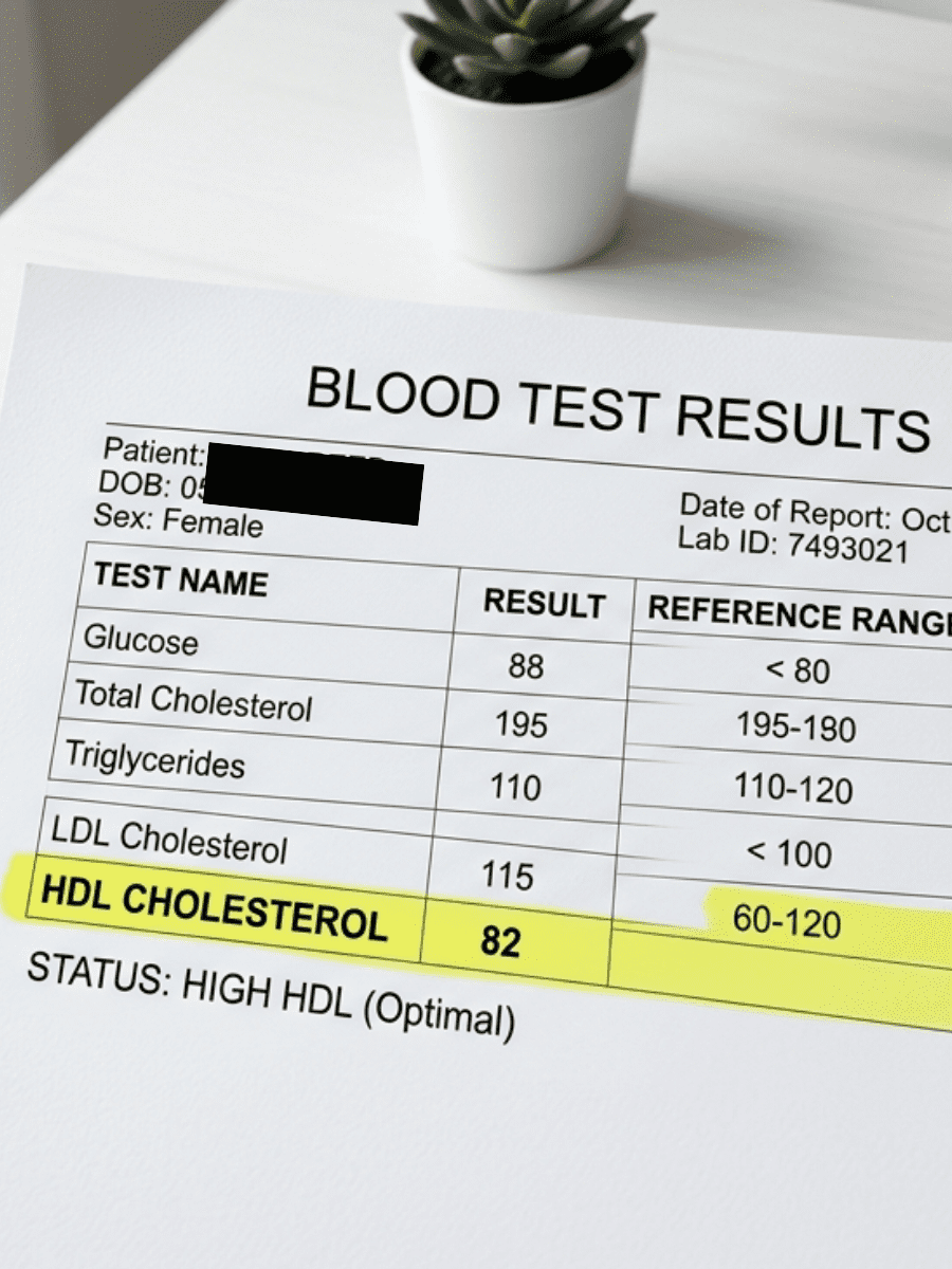 Minimal lab report image with HDL highlighted